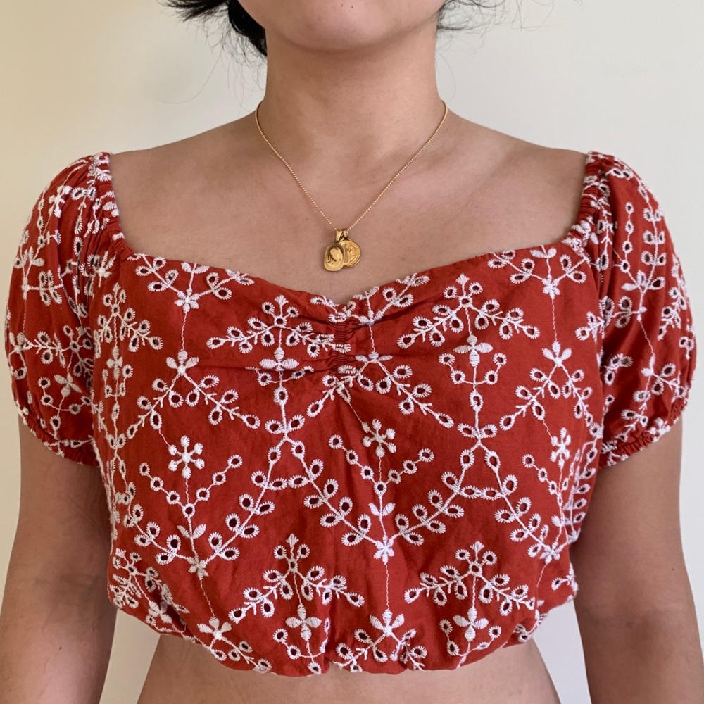 Floral Sleeve Puff Sleeve Top